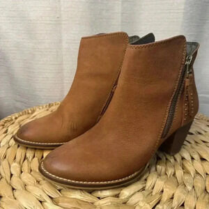 Steve Madden Whysper Leather Anke Boots Cognac Size 7.